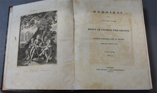 Walpole, Horace - Memories of the Last Ten Years of the Reign of George the Second, 1st edition, 2 vols, 4to,